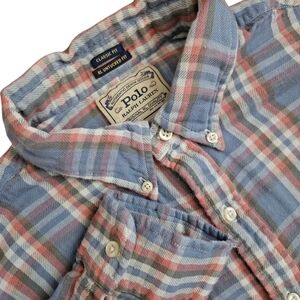 Polo Ralph Lauren Men's Classic Fit Untucked Fit 100% Cotton Plaid Button Up‎ LG